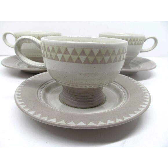 Mikasa Stone Craft "Ventura" Set Of 3 Cups And 3 Saucers - Picture 1 of 8